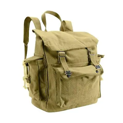 Vintage Army Style Work Tool Canvas Bag Daysack Backpack Rucksack Mustard • £21.84