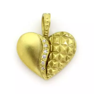 Judith Ripka Diamond 18k Yellow Gold Fancy Heart Pendant • $1467.40