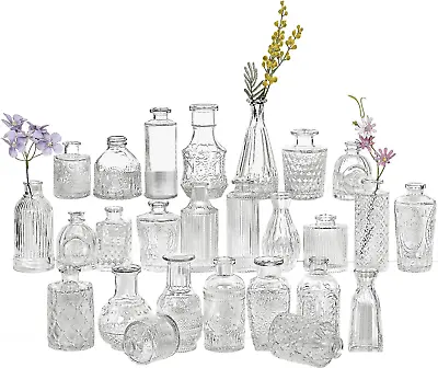 $64.74 • Buy Glass Bud Vases Set Of 26, Small Clear Vases For Flowers, Mini Vintage Bud Vases