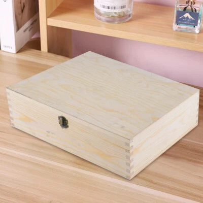£13.29 • Buy Selection Of Large Wooden Storage Boxes Memory Keepsake With Lid Natural Wood