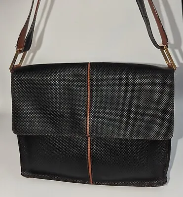 Vintage Bottega Veneta Marco Polo 972056 Shoulder Bag Coated Canvas Black Brown • $124.99