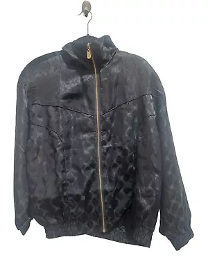 Vintage Fuda International 100% Silk Black Bomber Jacket Adult Size Medium NWT • $39.95