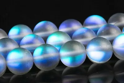 Matte Black Rainbow Mystic Aura Quartz Beads Round Loose Beads 6/8/10/12MM • $4.55