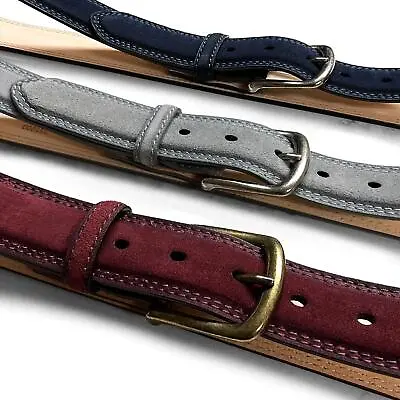 Classic Buckle Men's Suede Belt Genuine Leather Casual Dress Belt 1-3/8  Wide • $29.95