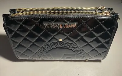 Versace Jeans Couture Handbag Leather Black Clutch Wallet Purse • $78