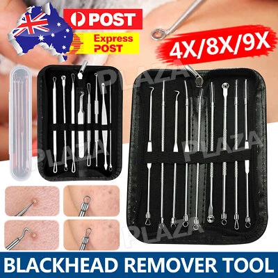 $7.95 • Buy 4/8/9Pcs Blackhead Remover Whitehead Pimple Spot Comedone Extractor Popper Tool
