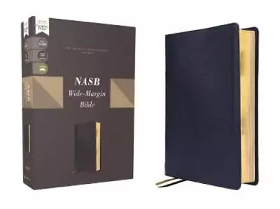 NASB Wide Margin Bible Genuine Leather Calfskin Navy Red Le (Leather Bound) • £150.98