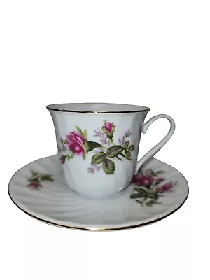 Vintage Regent China Pink Rose Fine Bone China Tea Cup Gold Trim • $12