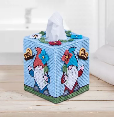 Mary Maxim Plastic Canvas Tissue Box Kit 5 -Spring Gnomes (7 Count) • $18.22