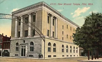 Vintage Postcard 1911 New Masonic Temple Fraternal Organization Flint Michigan • $8