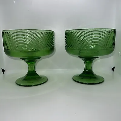 2 Vintage Glass E.O. BRODY CO. Cleveland #138 Pedestal Green Compote Bowl Dishes • $19.99