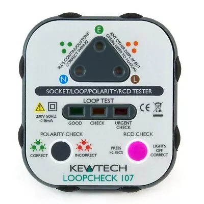 Kewtech LoopCheck 107 Electrical Socket Tester With Buzzer RCD & Mains Polarity • £45