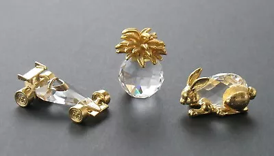 Manon Brass & Crystal Bunny Rabbit Race Car Pineapple Figure Lot Of 3 Vintage • $20