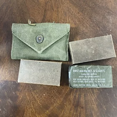 WW2 US Army BOYT FIRST AID Pouch Packet Acme Cotton Company New York USMC 1940s • $124.99