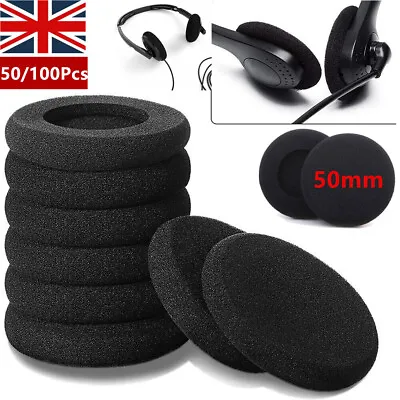 10/50/100Pcs 50mm Foam Pads Ear Pad Sponge Earpad Headphone Cover For Headset UK • £3.83