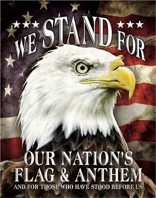 PATRIOTIC Eagle USA Anthem Metal Tin Sign Picture 12x16 Home Wall Decor Gift • $9.99