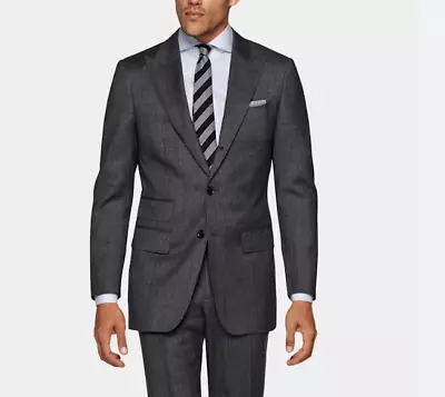 SUITSUPPLY NAPOLI Dark Gray Full Suit 40S Super 110s Wool • $129.99