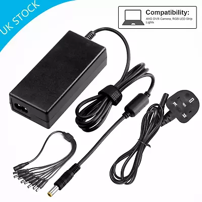 AC/DC 12V 5 Amp Power Supply Adapter UK 3 Pin Plug 12 Volt CCTV Charger Cord 60W • £11.99