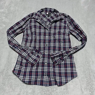 J Crew Perfect Button Up Shirt Womens Size 2 Plaid Cotton Long Sleeve • $14.95