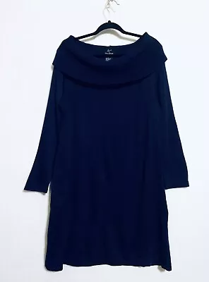 Lennie For Nina Leonard Sweater Dress Womens XL Blue Off The Shoulder Knit Midi • £38.06