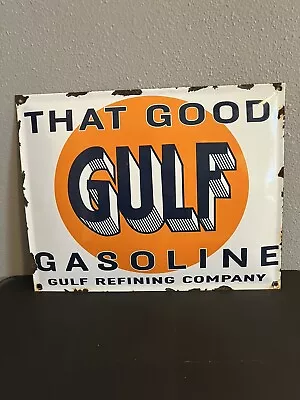 Gulf Gasoline Convex Vintage Sign • $49.99