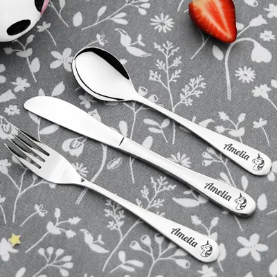 £15 • Buy Personalised Engraved Childrens Cutlery Set Christening Birthday Kids Gift Idea