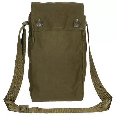 VINTAGE CZECH ARMY CANVAS GAS MASK BAG / SHOULDER BAG In OLIVE GREEN • £4.99