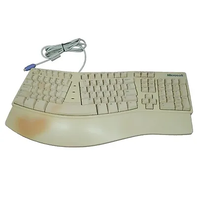 Microsoft Natural Elite Wired PS/2 White Ergonomic Keyboard Vtg ~TESTED WORKS~ • $8.79