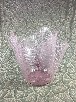 Venini Murano Handkerchief Zanfirico Lattimo Glass Vase - Signed • $650