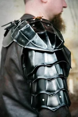 Medieval Berserk Guts Shoulder Armor Pair Of Pauldrons And Metal Gorget Cosplay • $129.63