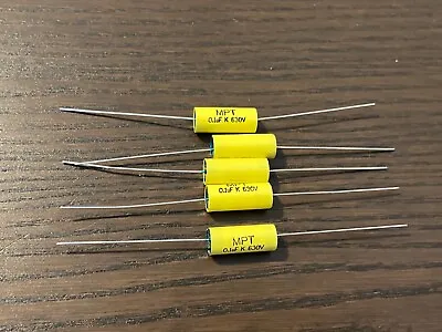 US Stock 5x 0.1uF .1MFD 100nf 630V Long Leads Axial Yellow Film Capacitors • $3
