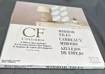 Glass Box Of 5 Mirror Tiles Square Adhesive Wall Tiles 12  X 12  OPEN BOX QTY 5 • $28.94