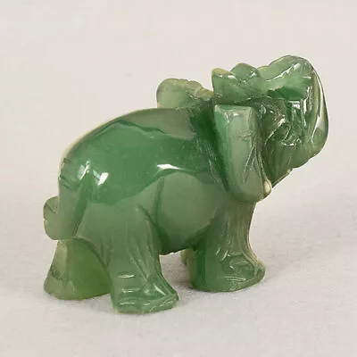 Green Elephant Statue Jade Stone Aventurine Carved Elephant Hand Carved • £4.01