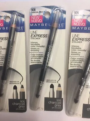 LOT OF 3 - Maybelline Line Express Eye Liner Eyeliner Charcoal Grey #906 NEW • £30.20