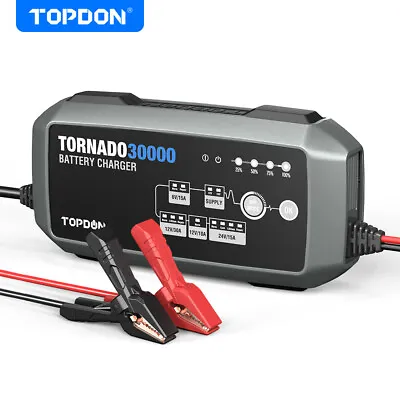 NEW TOPDON Battery Charger 30 Amp Battery Charger & Maintainer 6 Or 12 24 Volt • $289