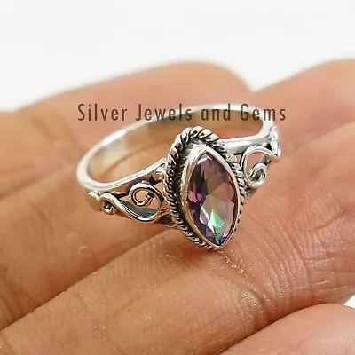 Natural Mystic Topaz Gemstone Ring925 Silver Gift For Her Multi Color Ring • $23.94