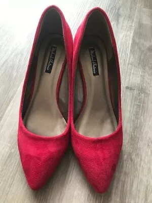 Michael Antonio Womens Dress Pump Heel Shoe Red Suede Size 7.5 New Without Box • $22