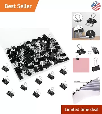 Mini Binder Clips - 75 Pack 3/4 Inch Black Paper Clamps For Office Home S... • $12.99