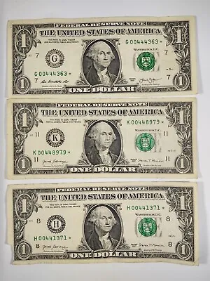 Star Note Partial Matching Serial Number $1 One Dollar Bill Lot 3ct • $9.99
