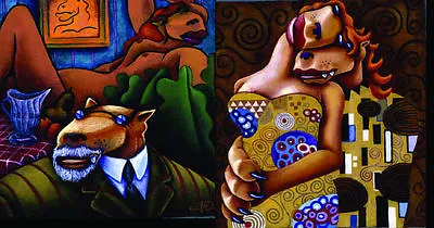 Markus Pierson  Art History Coyote Portraits Of Klimt & Matisse  2 On Canvas • $995