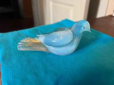 VTG Formia Murano Art Glass Dove BirdBaby Blue W/Gold Fleck Tail Orig. Sticker • $31