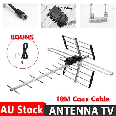 Outdoor Digital Amplified TV Antenna Aerial UHF VHF FM Support Australian Signal • $31.95