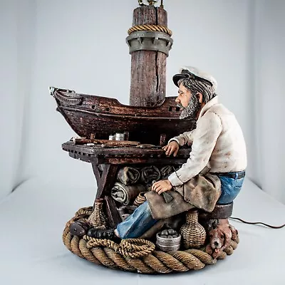 Nautical Wood Carving Boat Vintage Fisherman's Dog Lamp Size 48 D X 30 L X 17 W • $5000