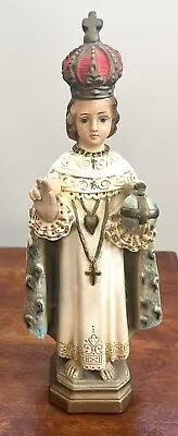 Vintage Italy Columbia Statuary Jesus Infant Of Prague Chalkware Statue 11.5” • $39.99