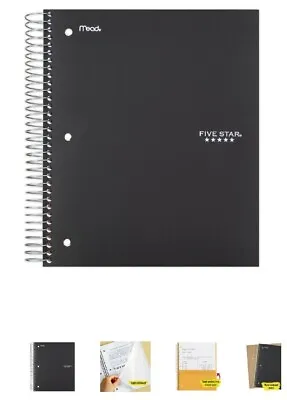 Five Star Wirebound Notebook 5 Subject Wide Ruled 8 X 10 12 Black - Five Star • $9
