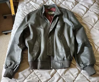 Members Only Men's Grey Leather Jacket Size 44M • $30