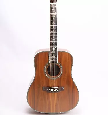 12 Strings Flower Logo Full Koa Acoustic Guitar REAL Abalone Inlay With Purfling • $397.81