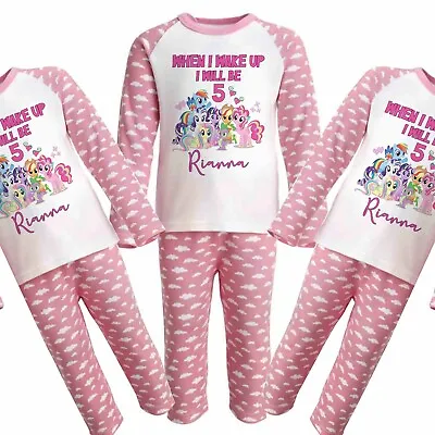 CHILDRENS Personalised BIRTHDAY Pjs*WHEN I WAKE UP * MY LIL PONY * PINK CLOUDS • £13.99