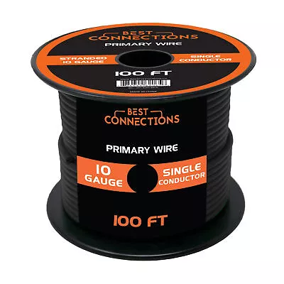 10 Gauge Car Audio Primary Wire (100ft–Black)– Remote Power/Ground Electrical • $21.95