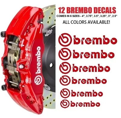 Brembo Brake Caliper High Temp Decal Vinyl Sticker Automotive - 12 Stickers • $14.99
